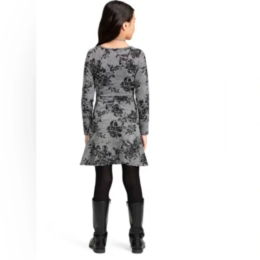 Children’s Place NWT Girls Floral Ruffle Dress - Black. Size XL.